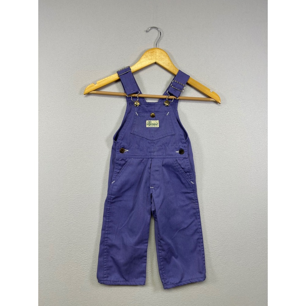 Vintage 90s Cucumber Toddler 2T Purple Twill Bib Overalls Made in USA Workwear